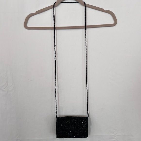 Vintage Inge Christopher Beaded Black Unstructured Crossbody Evening Bag - Picture 5 of 5